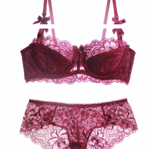 Women's Push Up Embroidery Bras Set Lace Lingerie Bra and Panties__HER-BR015
