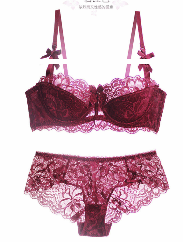 Women's Push Up Embroidery Bras Set Lace Lingerie Bra and Panties__HER-BR015