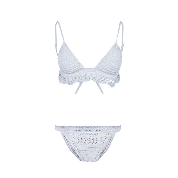 Sexy White Crochet Shell Detail Two Piece Swimsuit ___WSW-TB011