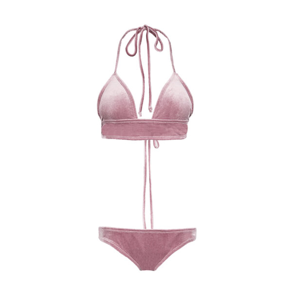 Velvet Triangle Shade Tied Halterneck Bikini ___WSW-TB013