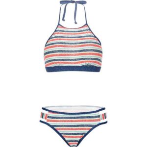 All Over Print Stripe Two Piece High Neck Bikini Set___WSW-TB018