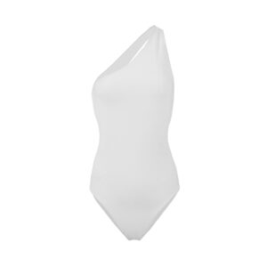 Pure White Shapewear Basix One Shoulder One Piece Swimwear___WSW-TB021