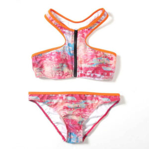 Ladies Sports High Neck Zip-Front Two Pieces Swimsuit___WSW-TB024