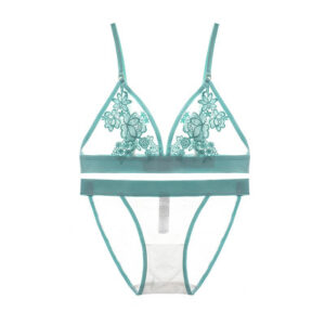 Sex Lacy Bralette Featuring A Plunging V-neck Bra & Panties Sets__HER-BR003