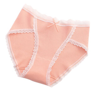 Women's Lacy Trim Comfort Rib Cotton Feature Brief Knickers__HER-AL012