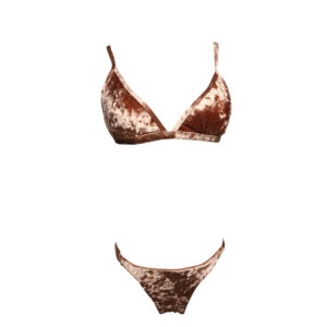 Velvet Waist Triangle Shade Tied Halterneck Bikini ___WSW-AL004